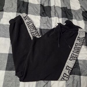 Victoria's Secret Black Jogger Sweatpants with Gray Logo Trim